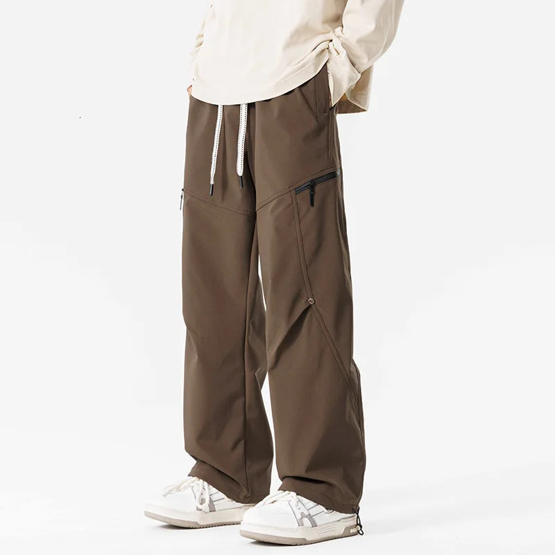 American Style Trendy Cargo Pants Mens Loose Fit Straight Leg Spring Autumn Casual Pants Trendy 250320