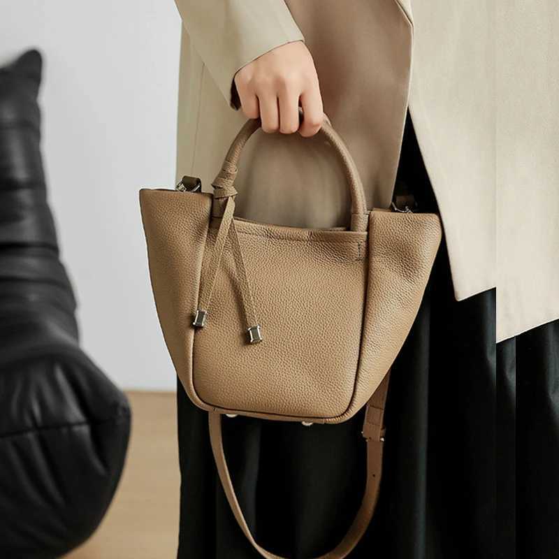 Burminsa Cowhide Leather Handbag for Women 2025 Luxury Designer Basket Shopping Women Shoulder Cross Bag Y250320