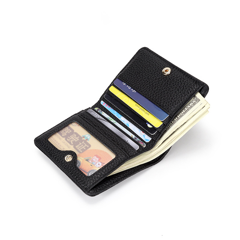 2025S Trend Designer Short Women S Leather Half Fold Money Clip Japanese And Korean Fashion New Cowhide Folding Small Versatile Zero Wallet