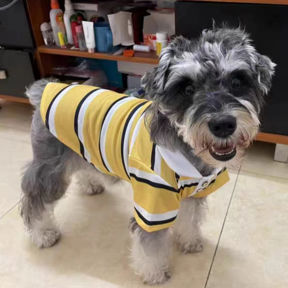 Classic Stripes Pet Polo Shirt Spring Summer Cat Dog Clothes for Small Dogs Schnauzer Yorkshire Puppy T-shirts for dogs 250318