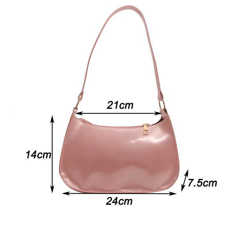 Retro solid color PU leather shoulder underwear bag womens patented leather handbag Korean fashion homeless bag Y250320