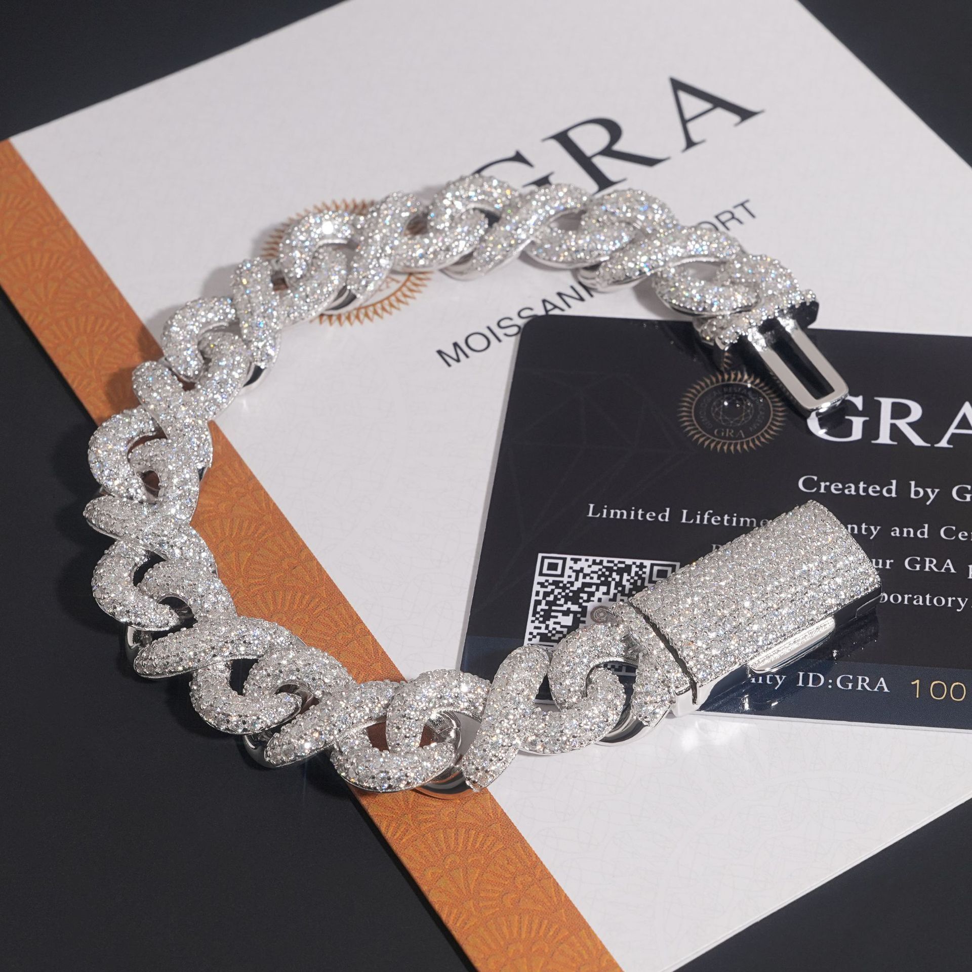 Diamond hair new 13mm 8-shaped Cuban chain S925 silver full set moissanite hip-hop trendy mens bracelet GRA