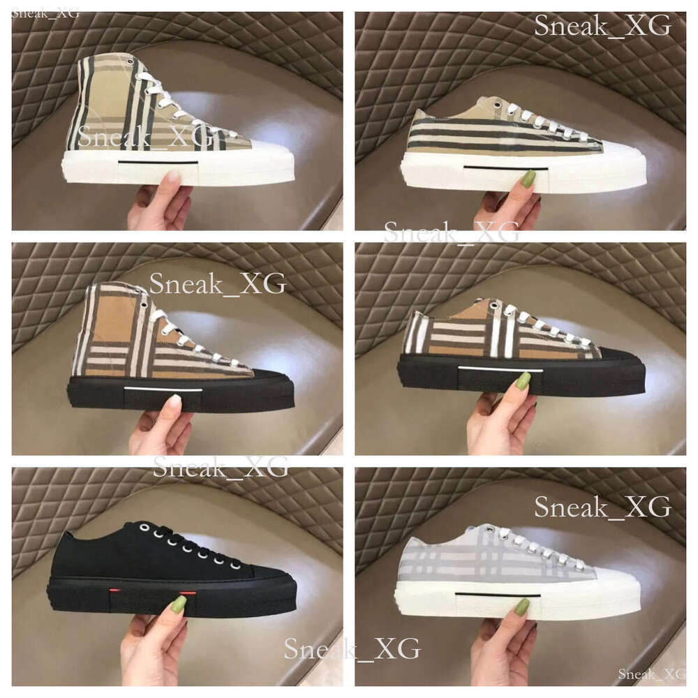 designer canvas shoes casual sports printed plaid women calf leather burberrys2 burberriness embossed stripe patchwork platform training 35-43