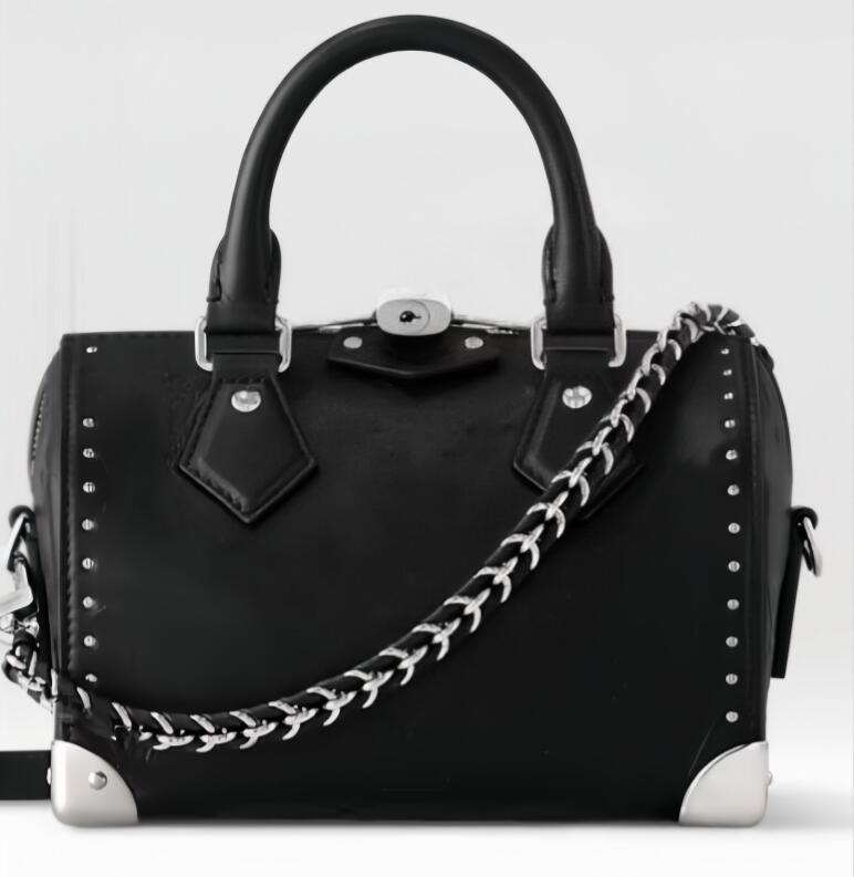 Speedys trunk Trendy Pillow bag Shoulder bag Designer bag tote bag Womens Messenger Bags Black Leather Rivet Handbag Designer weekend Travel bag Mini tote crossbody