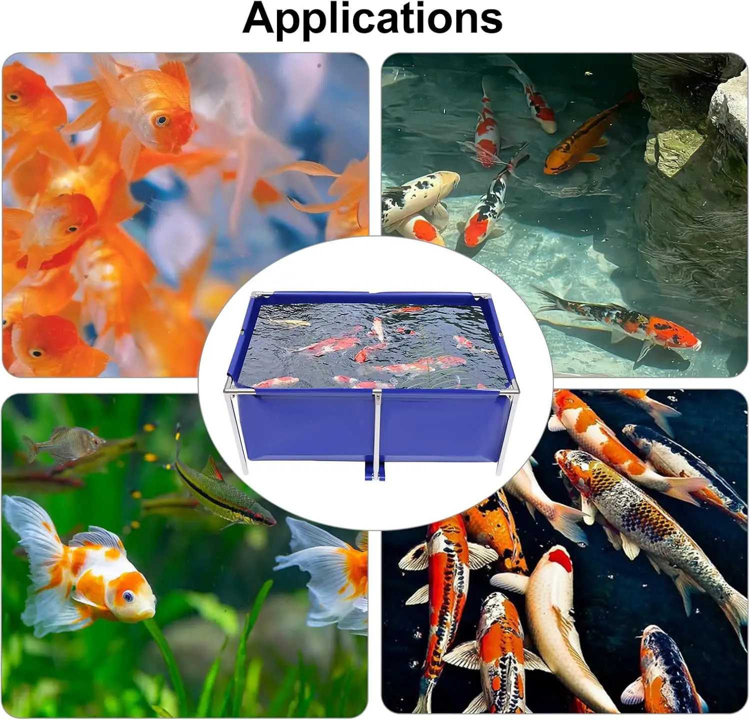 Foldable Fish Pond Tank Aquarium Canvas Small Above Ground Koi Goldfish Breeding Pondtank Indoor Outdoor 250318