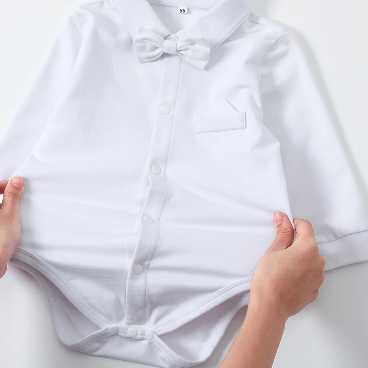 Boys Baptism Outfits born Infant Baby Christening Blessing Gentleman Formal Suits White Wedding Suspenders Outfit Bow Tie 250320