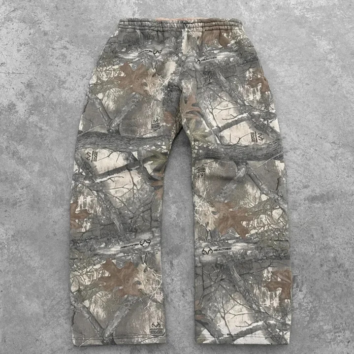 Akimbo Leaf printed straight leg sports pants unisex Y2K street hiphop casual Trouser comfortable loose 250312