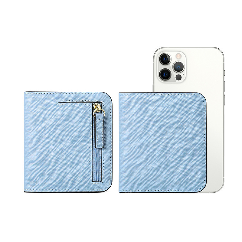 2025S Trend Designer Women S Short Thin Fold PU Cross Pattern Change Bag Style RFID Wallet