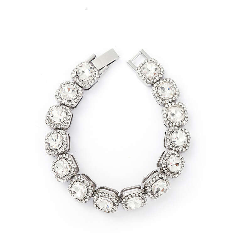 Men's and women's fashionable alloy rock sugar water hip-hop Italian dia studded es Cuban chain necklace