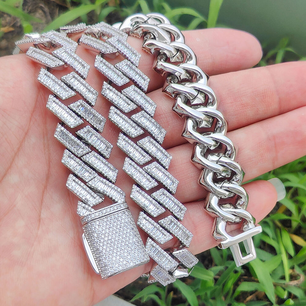 High Quality Mens Chain Mixed Inlay Bling Iced Out Diamond Chain 18mm Width Miami Cuban Link Chain Necklaces Hip Hop Jewelry