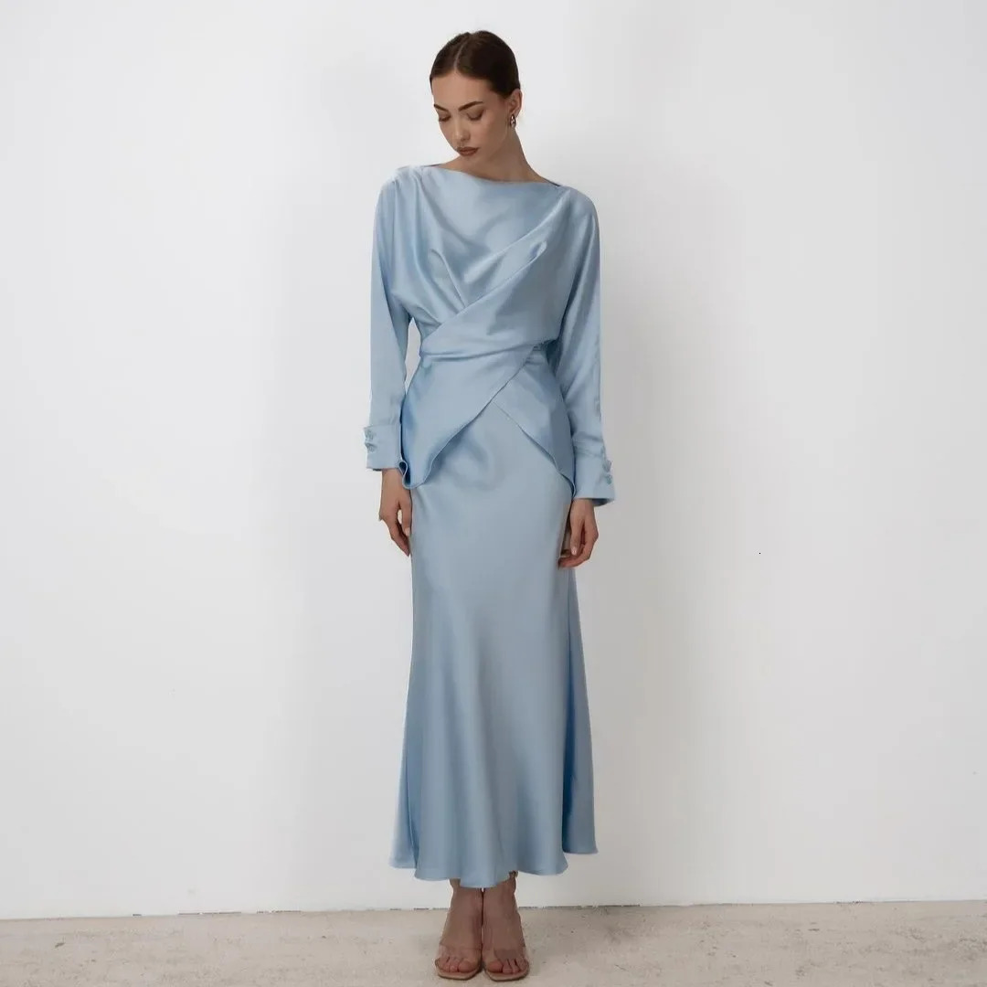 Elegant long sleeved top 2-piece set womens set European and American style freestanding made in China 250318
