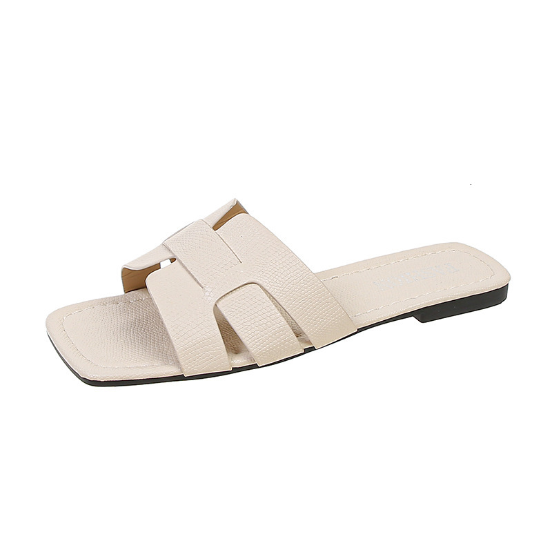 2025 Summer New Square Head H-shaped Cool Slippers For Women's Outerwear Summer New Soft Bottom Casual Versatile Fashion One Piece Drag