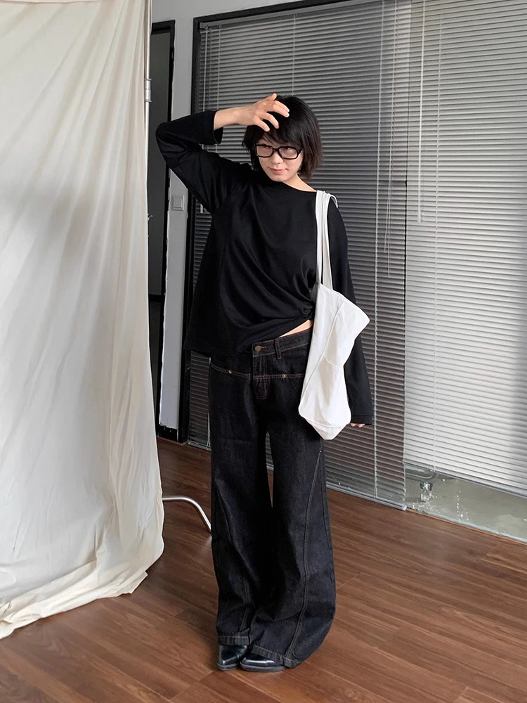 Korean Fashion Wide Leg Denim Jeans Women High Waist Loose Baggy Pants Streetwear Y2K Straight Trousers Vintage Female Pants 250320