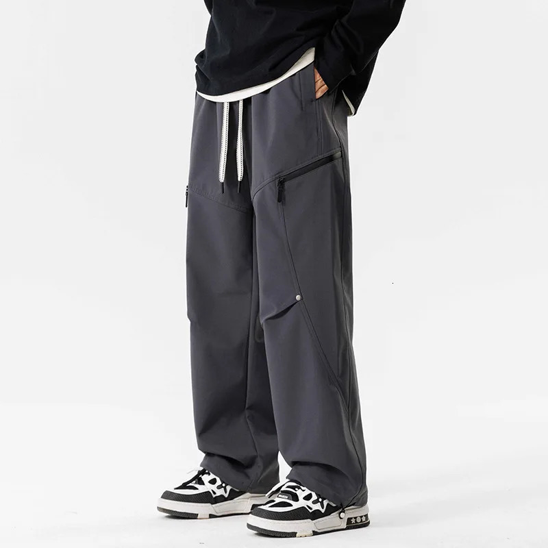 American Style Trendy Cargo Pants Mens Loose Fit Straight Leg Spring Autumn Casual Pants Trendy 250320