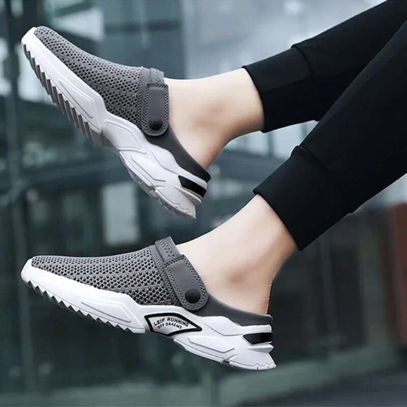 Platform Sandals Designer Mesh Mules Breathable Padded Beach Slippers 2024 Slip On Lightweight Men Sneakers