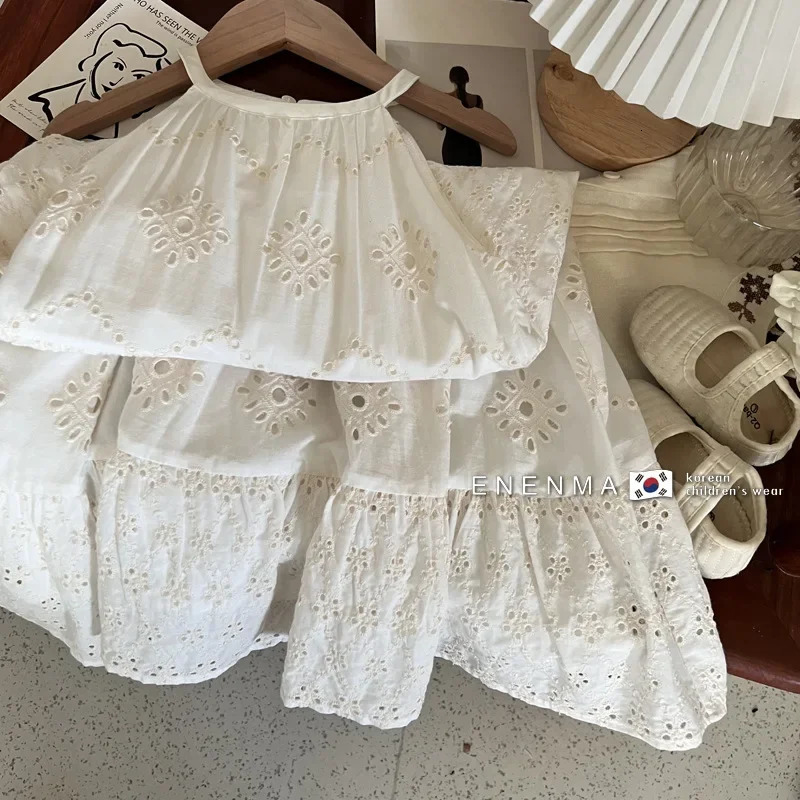 Kids Dresses for Girls Cute Bohemia Lace Embroidery Beach Dress Baby Girls Sunmmer Sundress Toddler Kaii Princess Party Dress R250424
