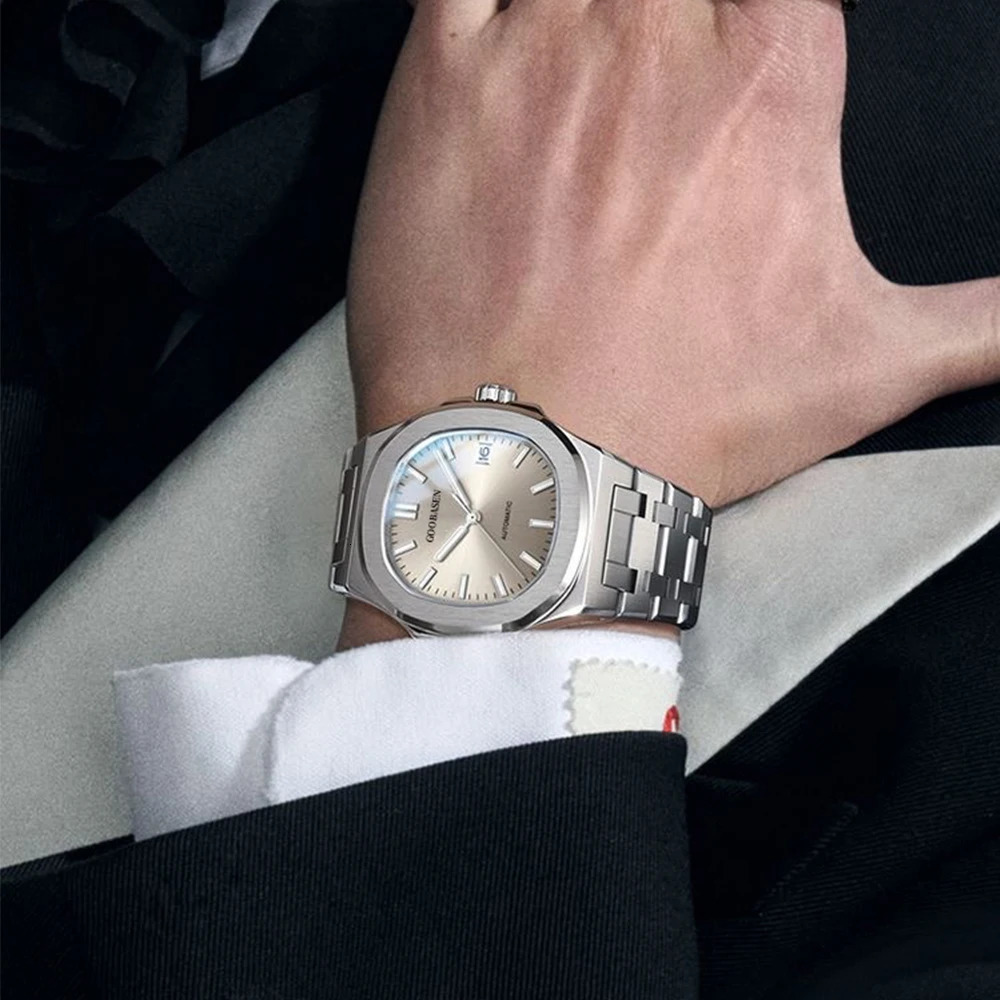 GOOBASEN Couple Watches Trend Fashion Quartz Watch for Lover Waterproof Stainless Steel Wristwatch Luminous Date Gifts 2 Pcs 250320