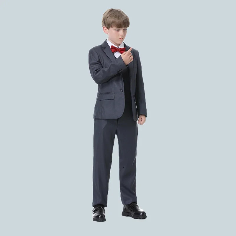 Spring Autumn Formal Boy Suit for Weddings Children Party Host Costume Wholesale Clothing 3Pcs/Set Blazer Vest Pants 250320