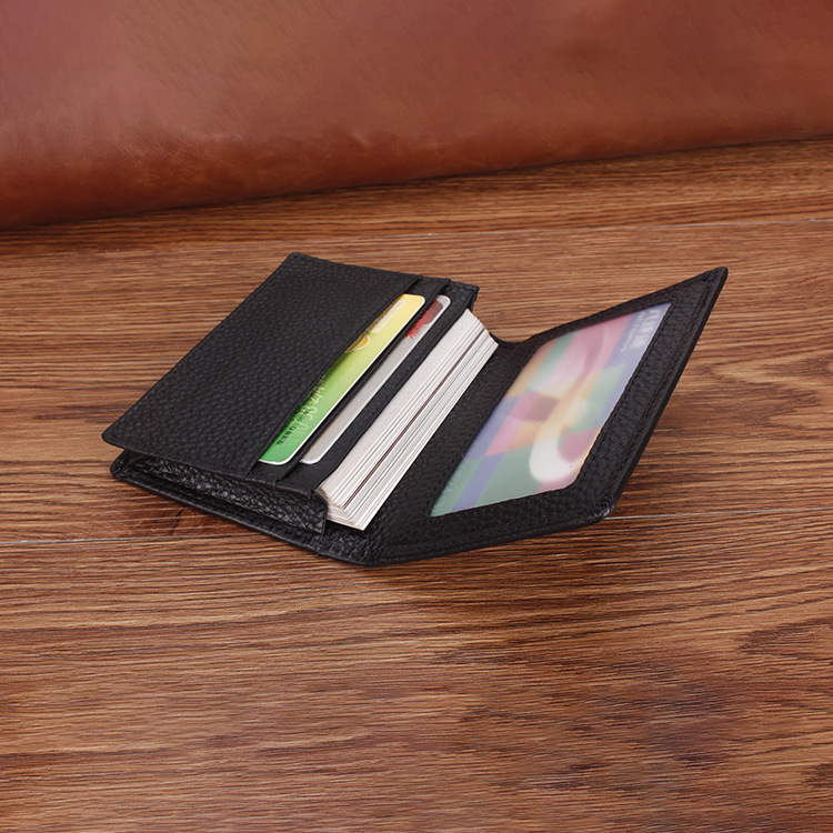 2025S Trend Designer Men S Genuine Leather Lychee Pattern Top Layer Cowhide Business Card Holder ID Slot