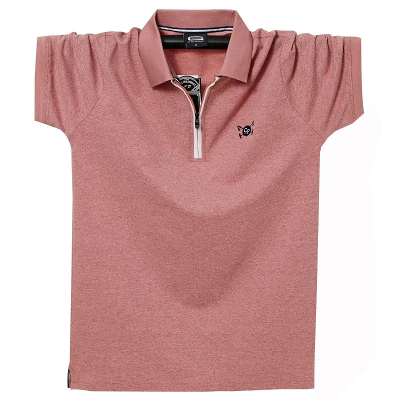 Summer Causal Lapel Short Sleeved Polo-shirt Zipper Polo Shirt Men Oversized Mens Half-sleeved Polo Shirt Men 4XL 5XL 6XL 250321