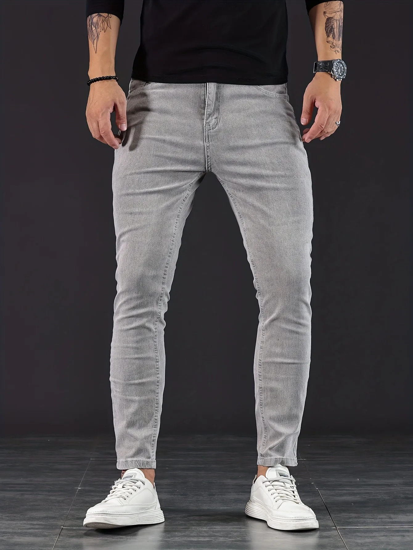 High quality mens elastic tight jeans designed by designers scratch denim pencil pants 250312