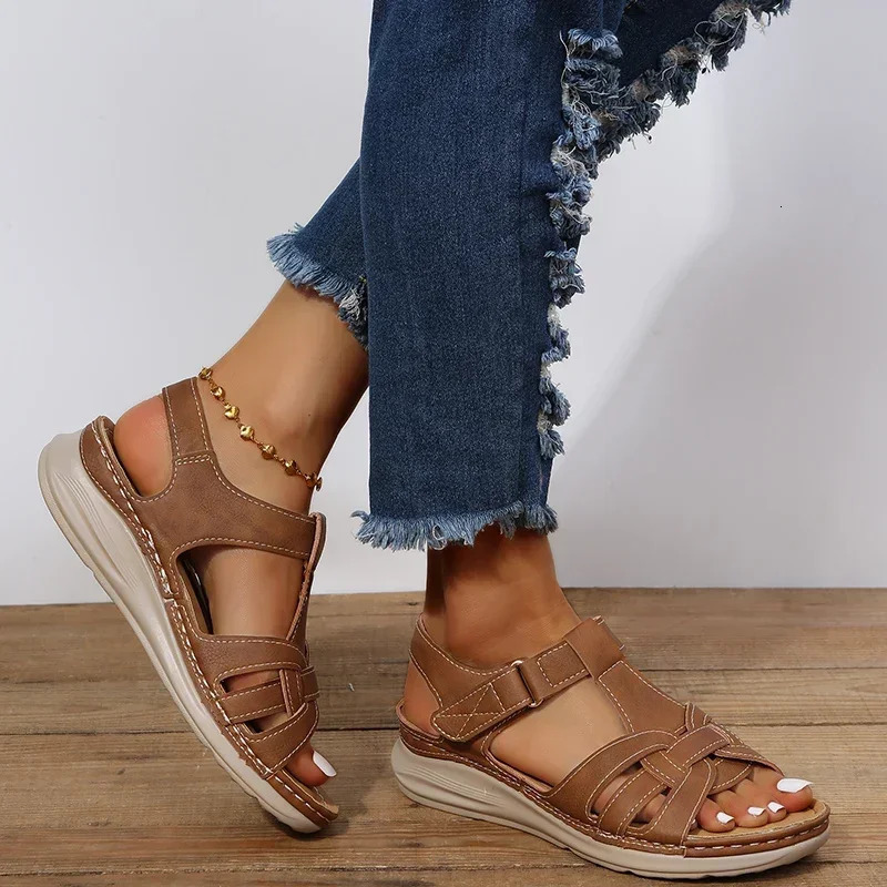 Womens highend orthodontic sandals summer open lace beach slippers womens wedge platform shoes Zapatos De Mujer 250321BJ