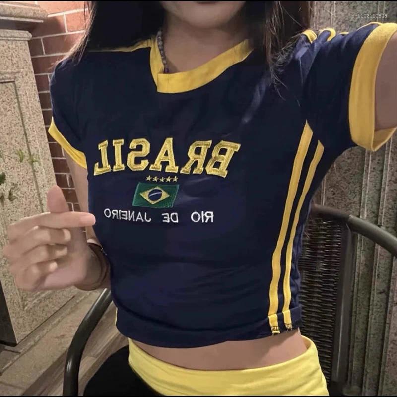 Men's T Shirts Brazilian Letter Gothic Cut Top Street Clothing Plaid T-shirt Retro Short Sleeved Summer EMO