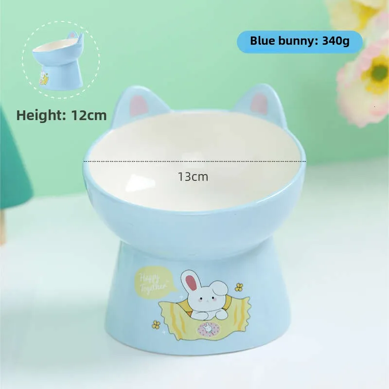 Cat Bowls for Food and Water, Non-Slip Ceramic Pet Bowls with Removable Rubber Base, Stackable Puppy Dishes with Cute Prints - Clearance Sale, Multipl
