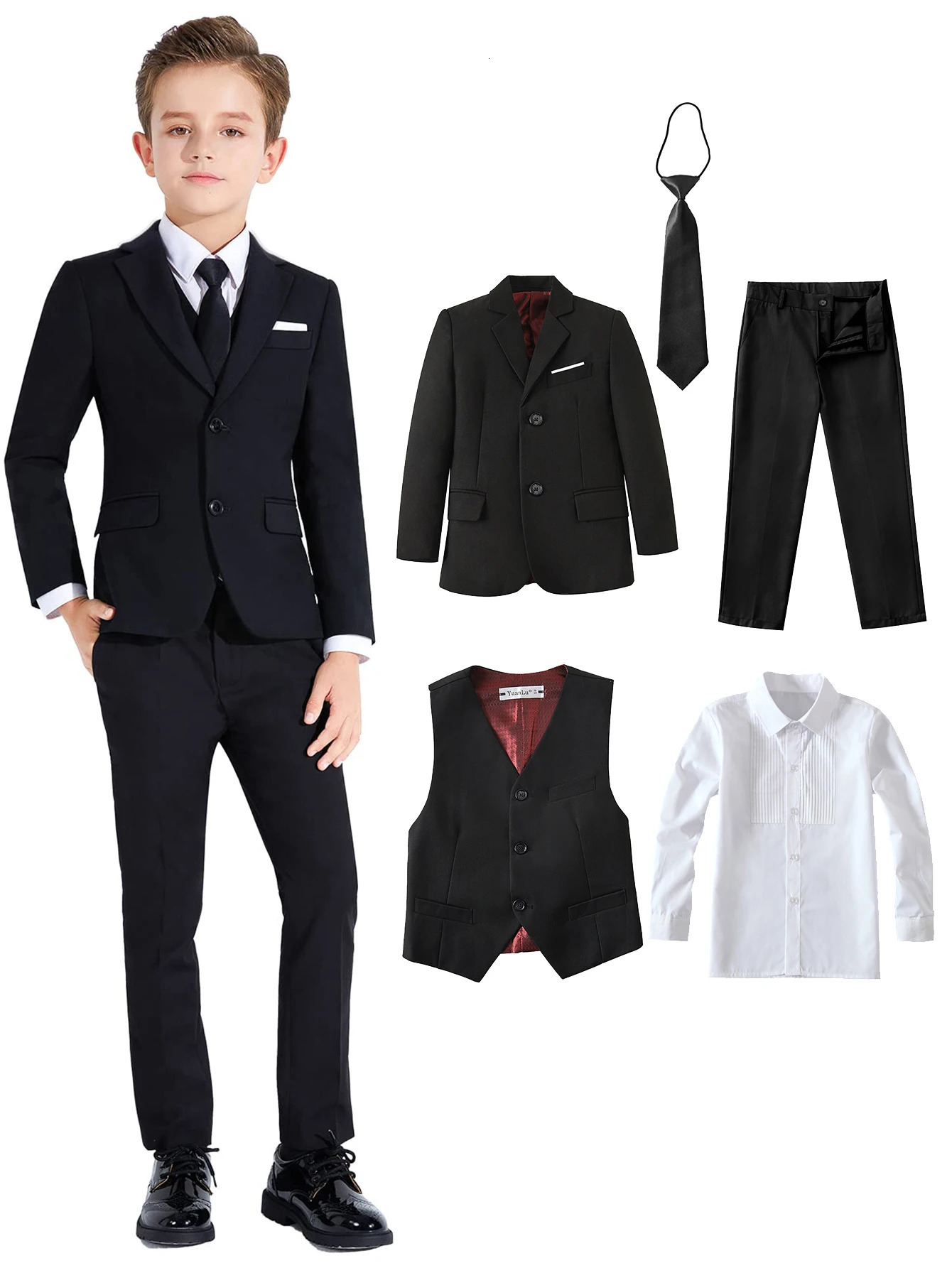 Boys Suits Colorful Formal Suits 5 Piece Slim Fit Dresswear Suit Set School Uniforms 250320