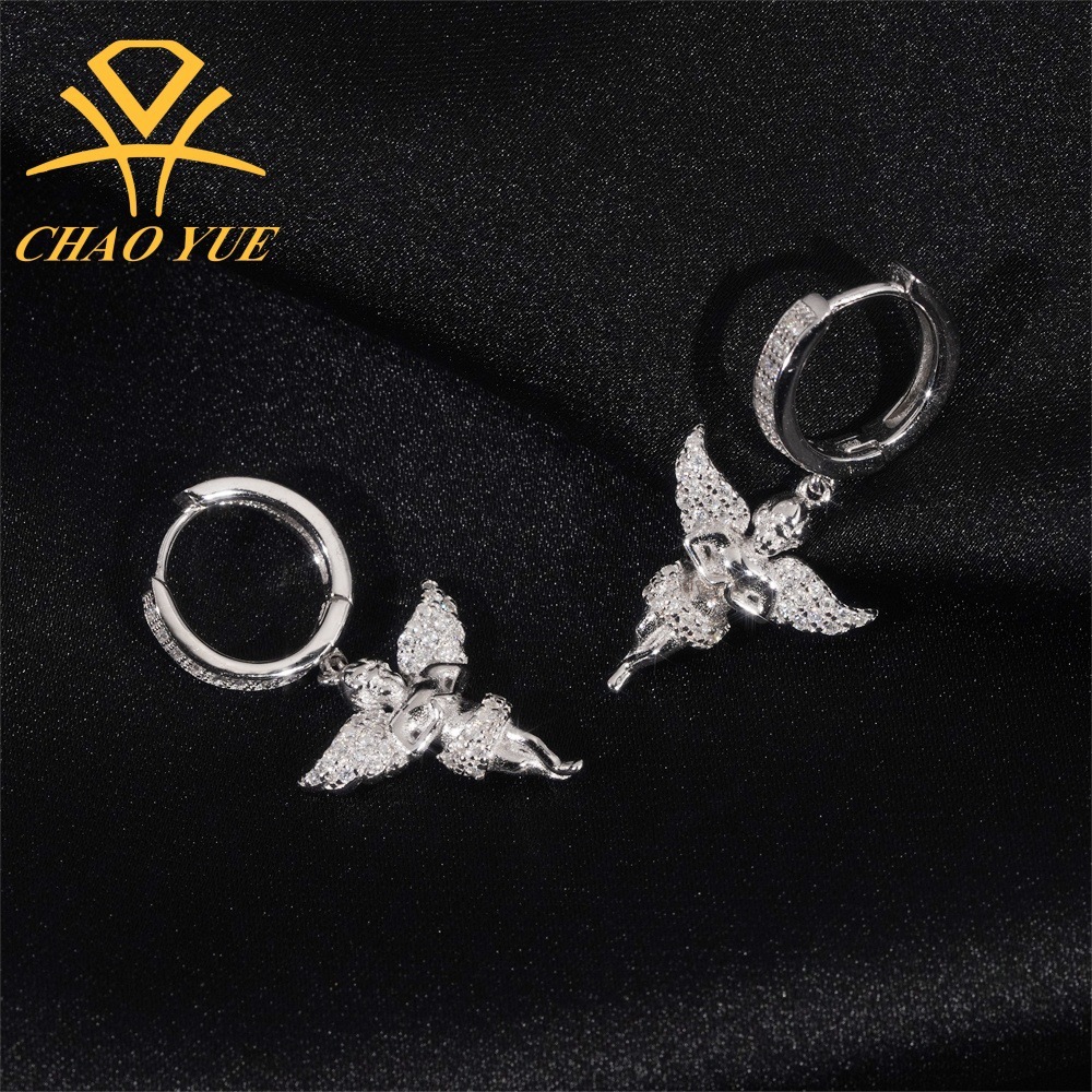 Super Joyful Popular Earrings 925 Silver vvs vs Mo Sangshi Little Angel Showcases Personality Simple Pendant Earrings