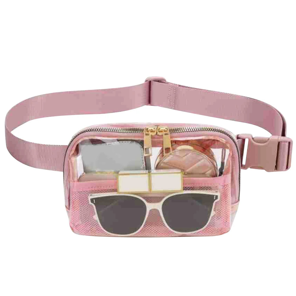 Mesh storage toilet bag transparent chest bag PVC waterproof womens waist bag transparent belt bag approved for outdoor sports field 250320