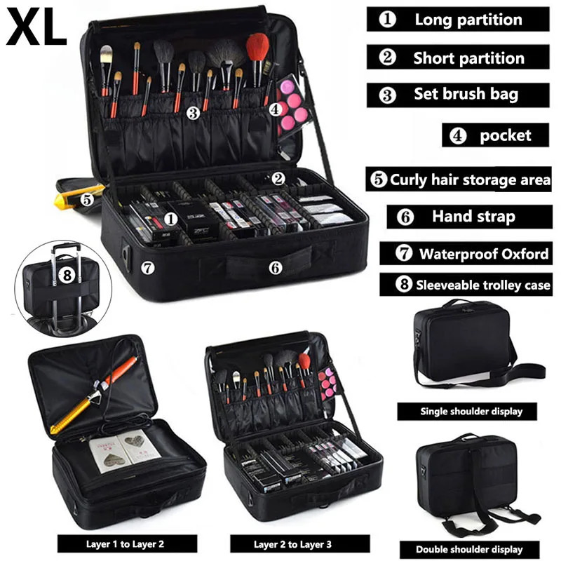 Professional Makeup Box for Womens Travel Large Capacity Beauty Nail Art Toolbox Makeup Organizer Toolbox Makeup Storage Box Set 250320