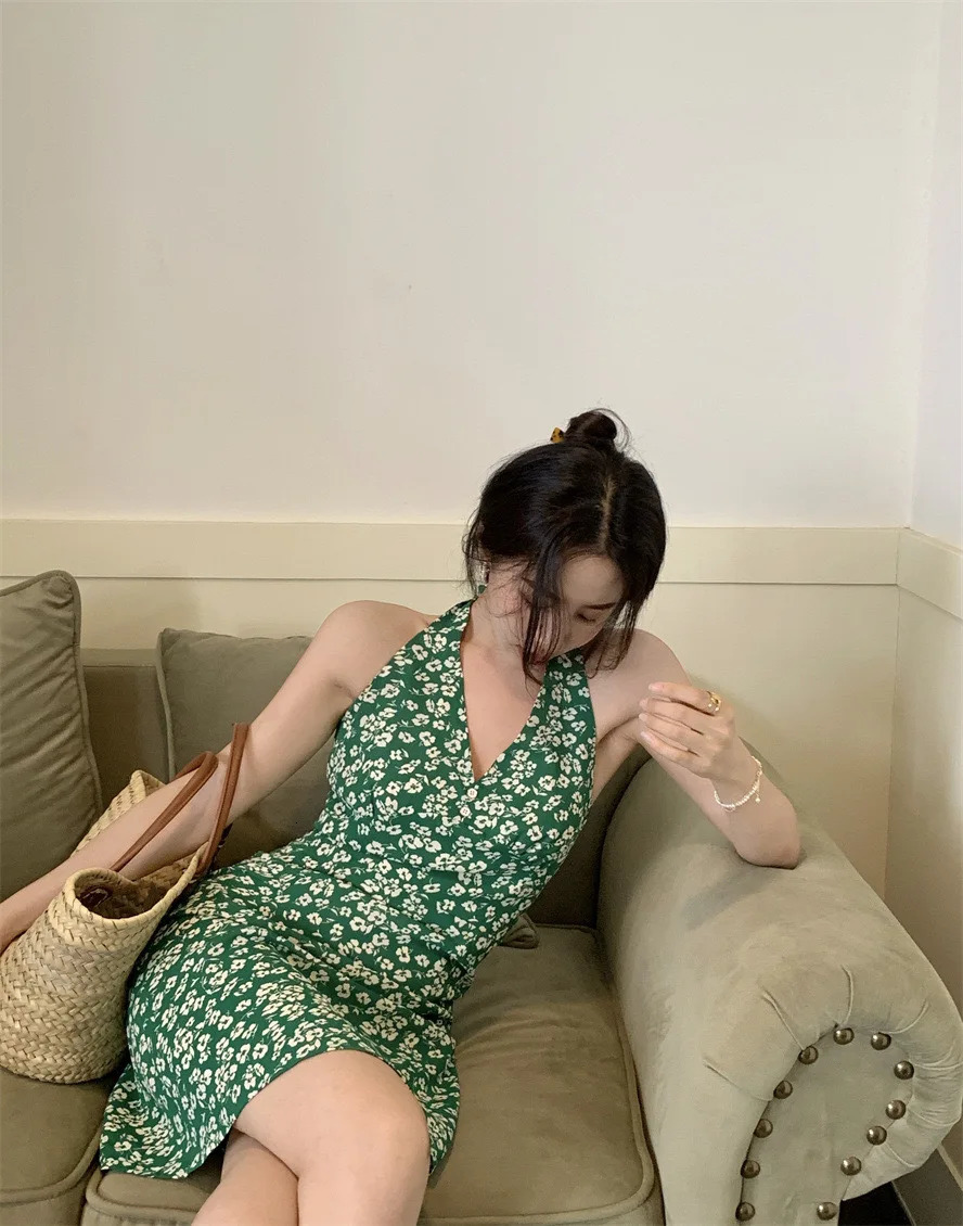 Womens mini dress summer fashion womens vest printed floral chiffon shirt pleated short sleeved fluffy casual 250320