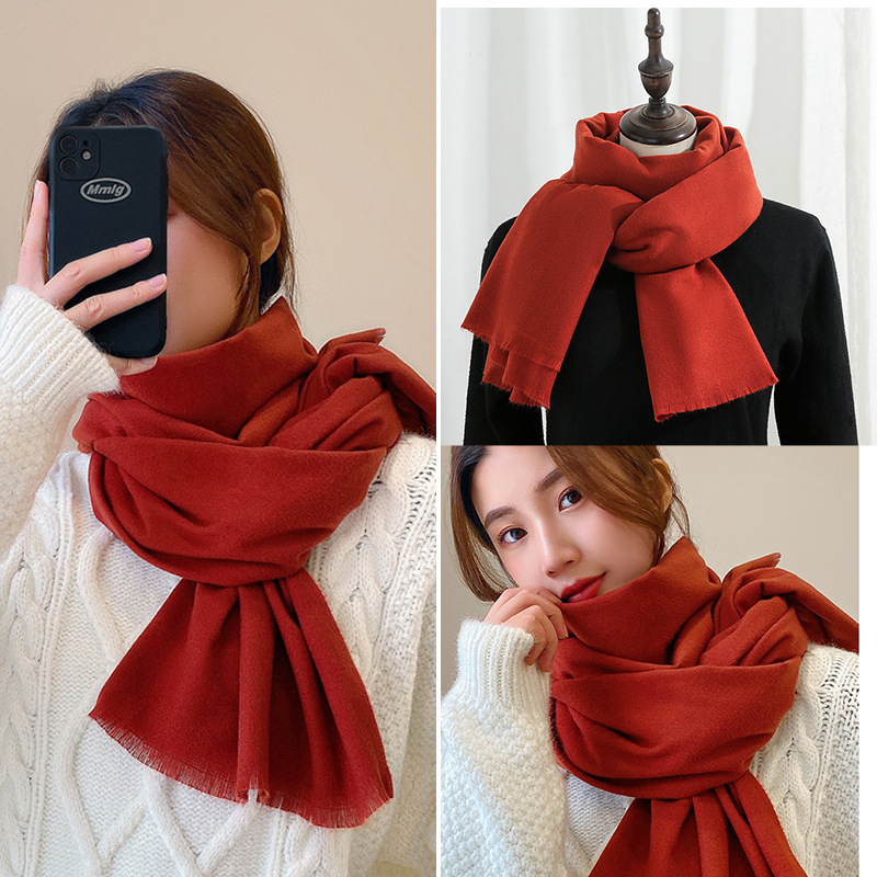 K186 Deqing Siyue Chinese Red Annual Party Scarf Women's 2024 Winter Annual Party Imitation Cashmere Plaid Scarf Wholesale Manufacturer