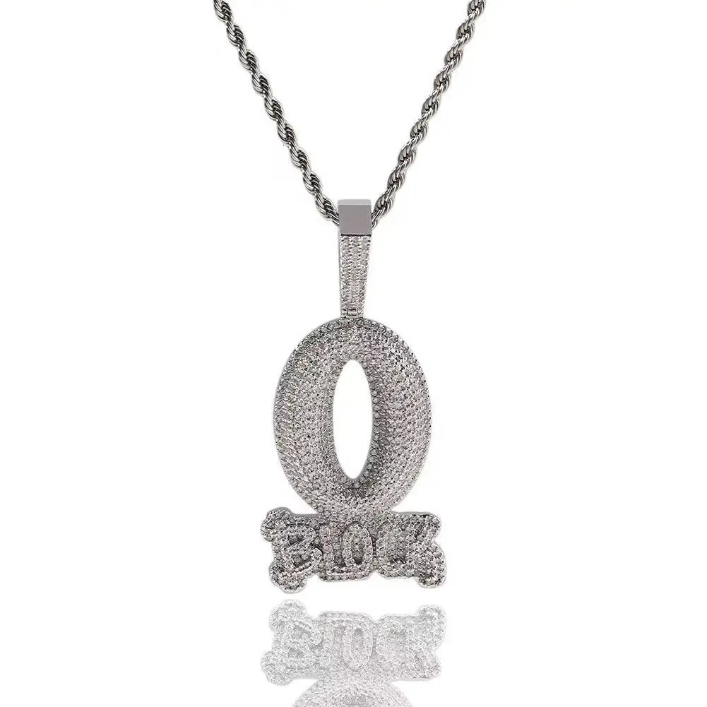 Hip-hop trendy full diamond zircon letter pendant necklace jewelry 250313
