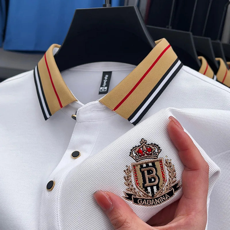 High end mens polo shirt autumn item lapel B letter embroidered long sleeved British business classic Tshirt 250320