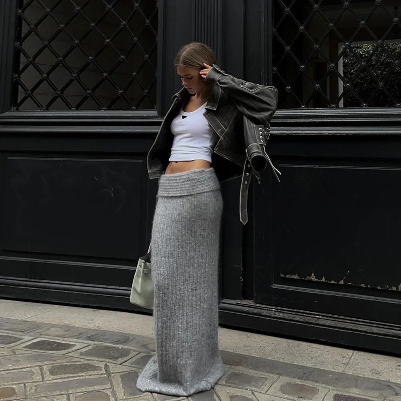 Lygens Knitting Elegant Bodycon Solid Stretchy High Waist WomenS Skirts Winter Wholesale Streetwear Korean Y2K Fashion Clothes 250320