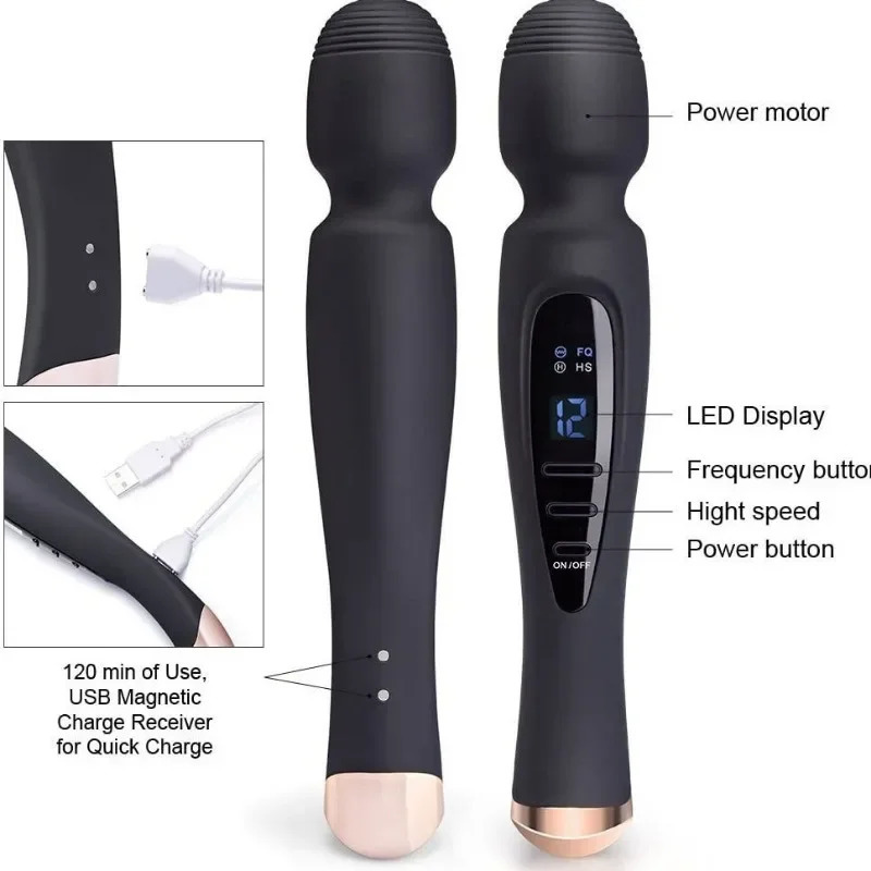 40cm Head Size Ultra Quiet 50 Decibels Powerful Vibration Magnetic Charging Waterproof Ergonomic Adult Vibrator for Women 250320