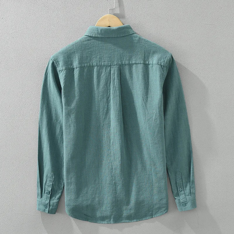 Spring Breathable Casual Long Sleeve Shirts for Men Clothing Linen and Cotton Simple Fresh Turn-down Collar Soft CM6627 250320