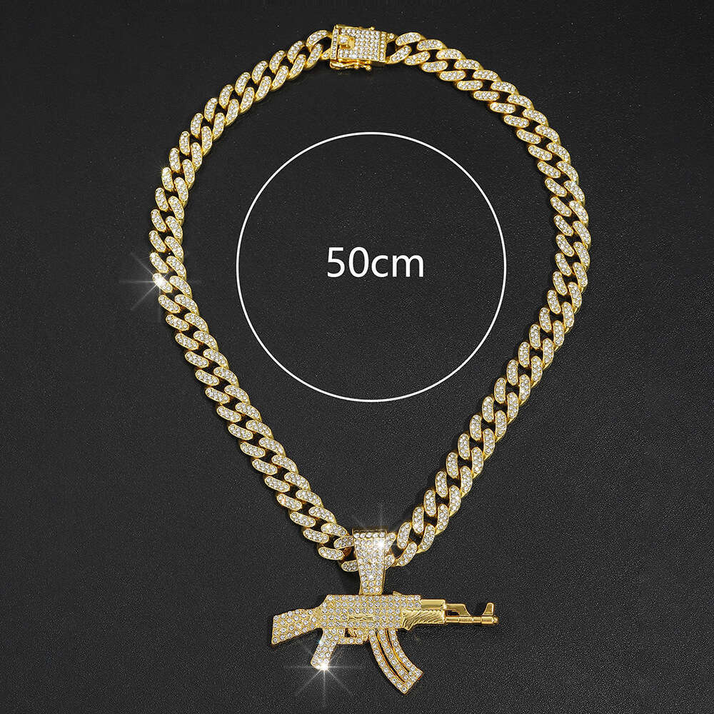 Alloy game peripherals AK subhine gun Cuban firearms necklace men's hip-hop style sweater chain