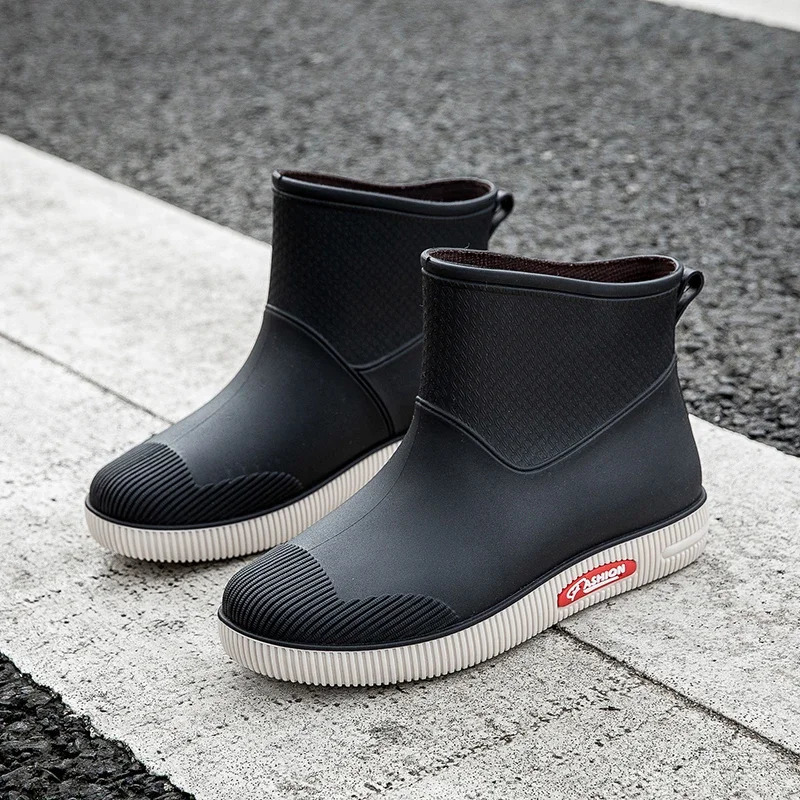 Rain Boots Womens Non-Slip Waterproof Shoes Outdoor Wear-Resistant Rubber Shoes Kitchen Work Waterproof Boots Short Tube 250317