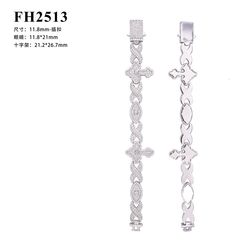 Diamond hair new 12mm hip-hop mens bracelet 925 silver full set moissanite eye cross HIPHOP