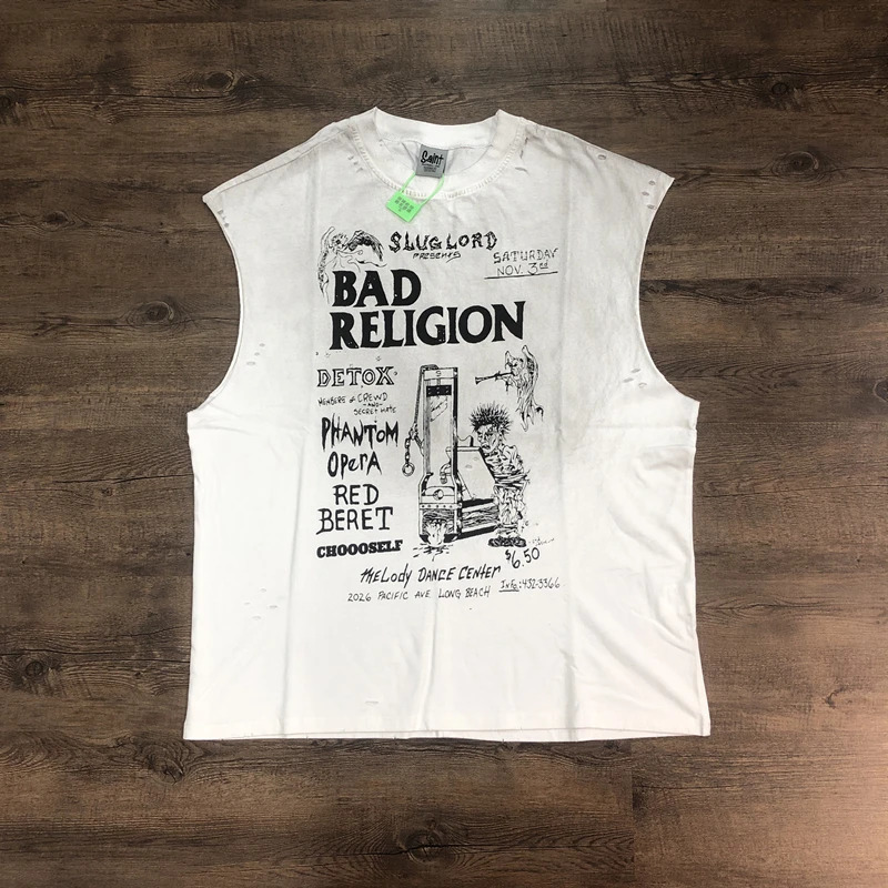 Frog Drift American Style Quality Street Clothing Retro Clothing Loose Large Print Eye Top Mens Summer Tank Top 250318
