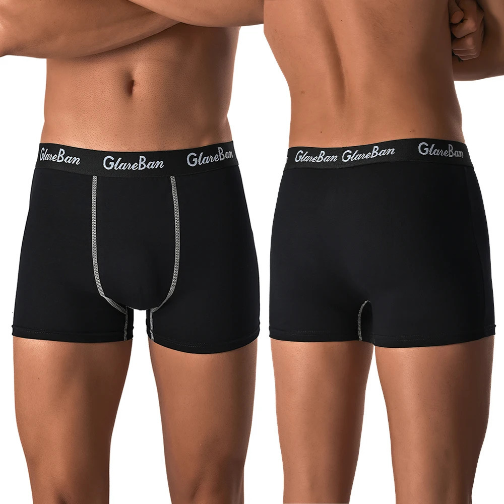 3piece set of black cotton boxing shorts mens underwear suitable for soft 250320