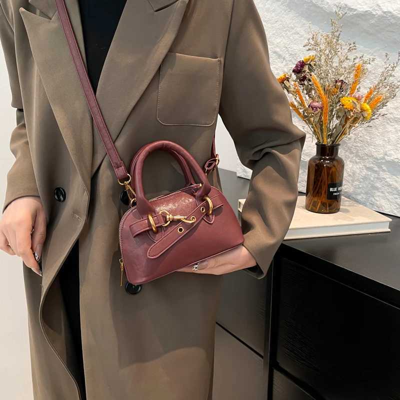 Small size womens top handle handbag with buckle design mini shoulder cross shell bag luxury designer wallet and handbag Y250320