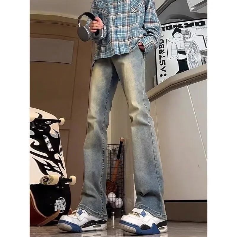 Mens Jeans Trouser Luggage Y2k Pants Denim Shorts Clothing Shining Goods Wide Legs 250312