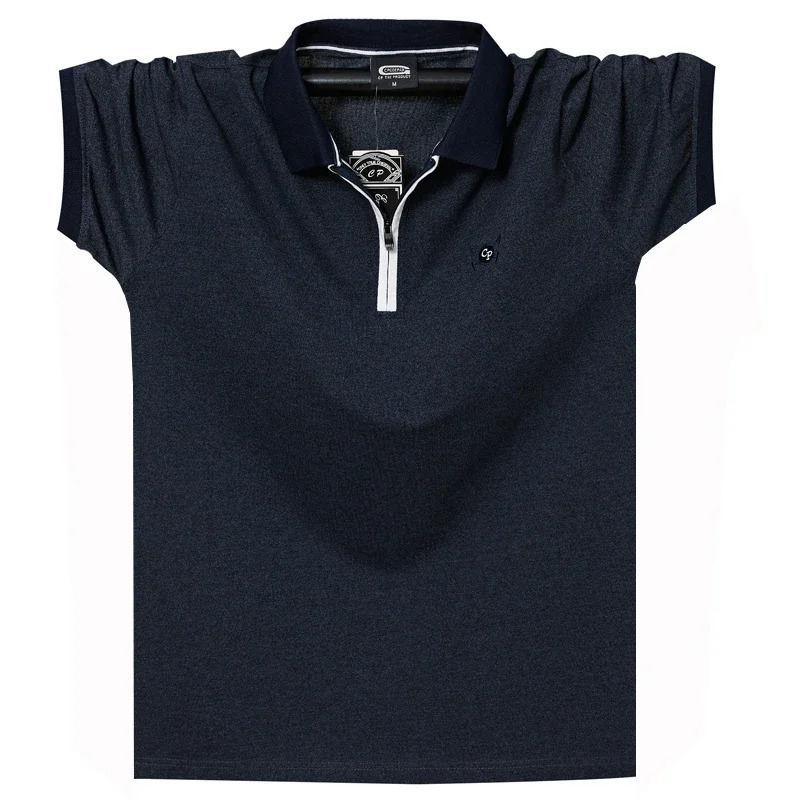 Summer Causal Lapel Short Sleeved Polo-shirt Zipper Polo Shirt Men Oversized Mens Half-sleeved Polo Shirt Men 4XL 5XL 6XL 250321