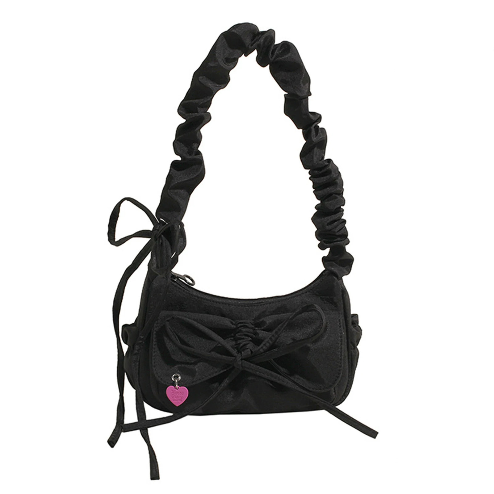 1 piece/batch of black bow womens casual shoulder bag Korean style washed denim summer handbag ladies birthday Exquisite gift 250320