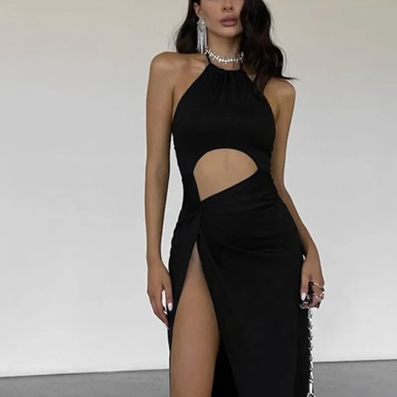 Candy sexy backless lace long dress elegant waist hollow high score summer fashionable dance Y2K party womens 250320