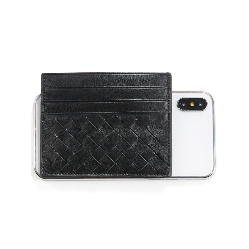2025S Trend Designer Sheepskin Woven Ultra Thin Genuine Leather Multi Slot For Men S Business Portable ID Holder Mini Card Bag